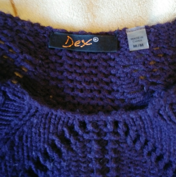 Anthropologie boho purple knit sheer back sweater - Picture 6 of 8